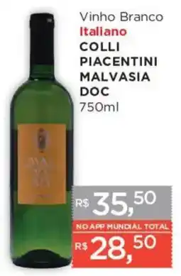 Supermercados Mundial Vinho Branco Italiano Colli Piacentini Malvasia Doc oferta