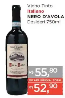 Supermercados Mundial Vinho Tinto Italiano Nero D'Avola oferta