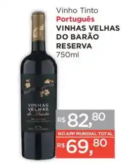 Supermercados Mundial Vinho tinto português vinhas velhas do barão reserva oferta