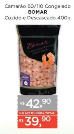Supermercados Mundial Camarão 80/110 Congelado Bomar oferta