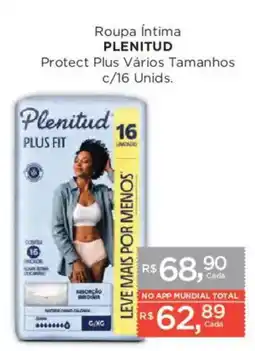 Supermercados Mundial Roupa íntima plenitud protect plus vários tamanhos oferta
