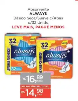 Supermercados Mundial Absorvente always básico seca/suave c/abas oferta