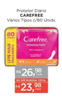 Supermercados Mundial Protetor Diário Carefree Vários Tipos oferta