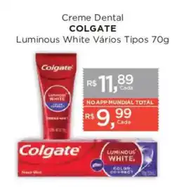 Supermercados Mundial Creme Dental Colgate Luminous White Vários Tipos oferta