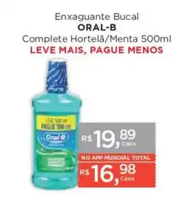 Supermercados Mundial Enxaguante Bucal Oral-B Complete Hortelã/Menta oferta