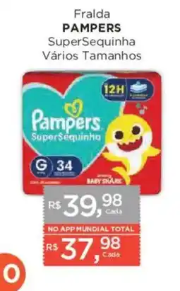 Supermercados Mundial Fralda pampers supersequinha vários tamanhos oferta