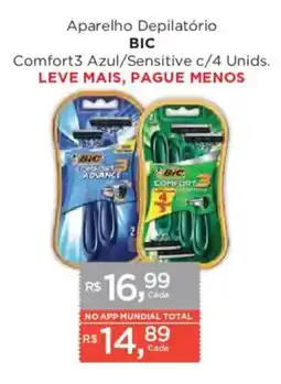 Supermercados Mundial Aparelho Depilatório BIC Comfort3 Azul/Sensitive oferta
