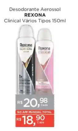Supermercados Mundial Desodorante Aerossol Rexona Clinical Vários Tipos oferta