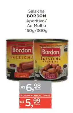 Supermercados Mundial Salsicha bordon aperitivo/ao molho oferta