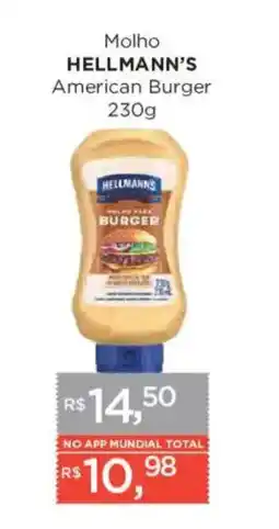 Supermercados Mundial molho hellmann's american burger oferta