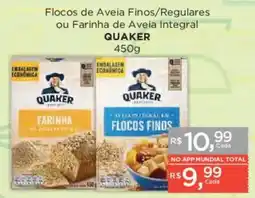 Supermercados Mundial Flocos de Aveia Finos/Regulares ou Farinha de Aveia Integral Quaker oferta