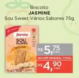 Supermercados Mundial Biscoito jasmine sou sweet vários sabores oferta