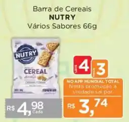 Supermercados Mundial Barra de Cereais Nutry Vários Sabores oferta