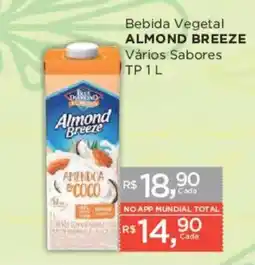 Supermercados Mundial Bebida Vegetal Almond Breeze Vários Sabores oferta
