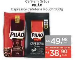 Supermercados Mundial Café em Grãos Pilão Espresso/Cafeteria Pouch oferta