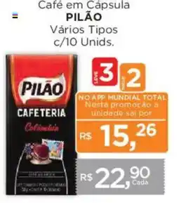 Supermercados Mundial Café em Cápsula Pilão oferta