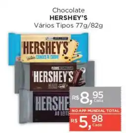 Supermercados Mundial Chocolate hershey's vários tipos oferta