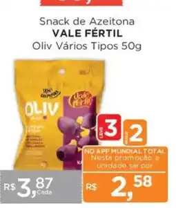 Supermercados Mundial Snack de Azeitona Vale Fértil oferta