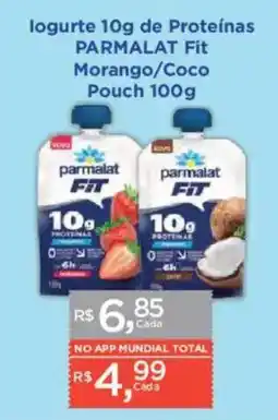 Supermercados Mundial Iogurte 10g de Proteinas Parmalat Fit Morango/Coco oferta