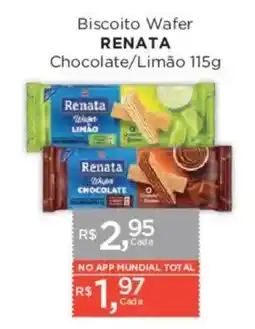 Supermercados Mundial Biscoito Wafer Renata Chocolate/Limão oferta
