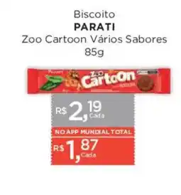 Supermercados Mundial Biscoito parati zoo cartoon vários sabores oferta