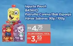 Supermercados Mundial Iogurte Pouch Batavo Patrulha Canina/ Bob Esponja Vários Sabores oferta