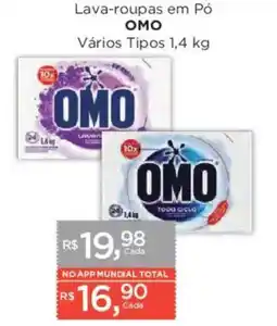 Supermercados Mundial Lava-roupas em Pó OMO Vários Tipos oferta