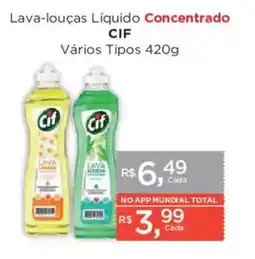 Supermercados Mundial Lava-louças Líquido Concentrado CIF Vários Tipos oferta