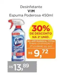 Supermercados Mundial Desinfetante vim espuma poderosa oferta