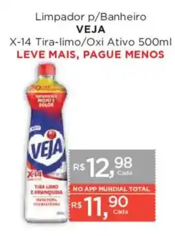Supermercados Mundial Limpador p/Banheiro Veja X-14 Tira-limo/Oxi Ativo oferta