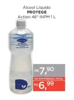 Supermercados Mundial álcool líquido protege action 46° inpm 1 l oferta