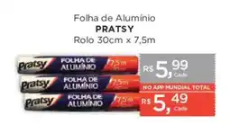 Supermercados Mundial folha de alumínio pratsy oferta