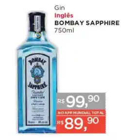Supermercados Mundial Gin Inglês Bombay Sapphire oferta
