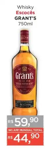 Supermercados Mundial Whisky Escocês Grant's oferta