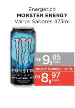 Supermercados Mundial Energético monster energy vários sabores oferta