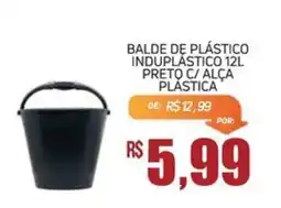 Economart Atacadista Balde de plástico induplástico 12l preto c/ alça plástica oferta