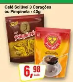 Rede Supermarket Café Solúvel 3 Corações ou Pimpinela oferta