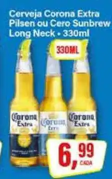 Rede Supermarket Cerveja Corona Extra Pilsen ou Cero Sunbrew Long Neck oferta