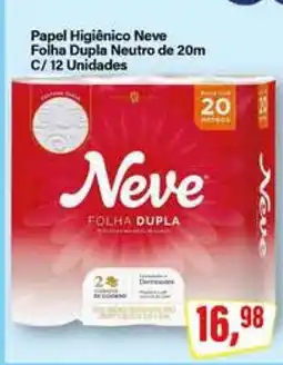 Rede Supermarket Papel Higiênico Neve Folha Dupla Neutro de 20m C/ 12 Unidades oferta