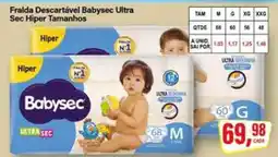 Rede Supermarket Fralda Descartável Babysec Ultra Sec Hiper Tamanhos oferta