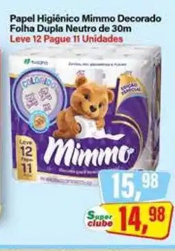 Rede Supermarket Papel Higiênico Mimmo Decorado Folha Dupla Neutro de 30m oferta