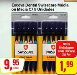 Rede Supermarket Escova Dental Swisscare Média ou Macia C/ 5 Unidades oferta