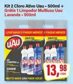 Rede Supermarket Kit 2 Cloro Ativo Uau - 500ml + Grátis 1 Limpador Multiuso Uau Lavanda - 500ml oferta
