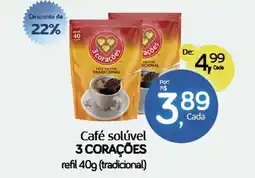 Cometa Supermercados Café solúvel 3 corações refil oferta