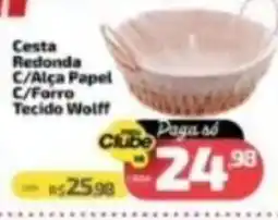 Supermercado Jacomar Cesta Redonda C/Alça Papel C/Ferro Tecido Wolff oferta