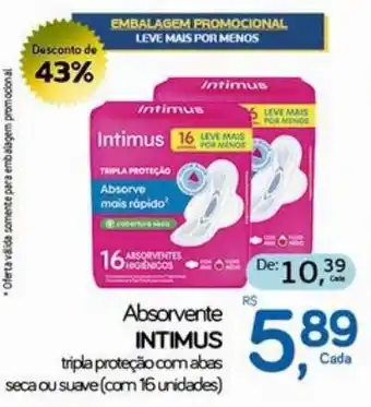 Absorvente intimus tripla proteção com abas seca ou suave