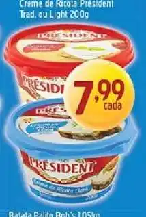 Supermercados Guanabara Creme de Ricota Président Trad. ou Light 200g oferta