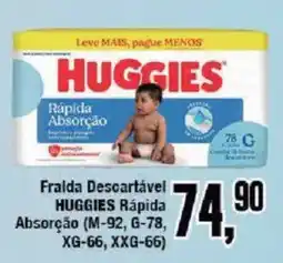 Redeconomia Fralda descartável huggies rápida absorção oferta