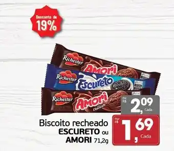 Biscoito recheado escureto ou amor