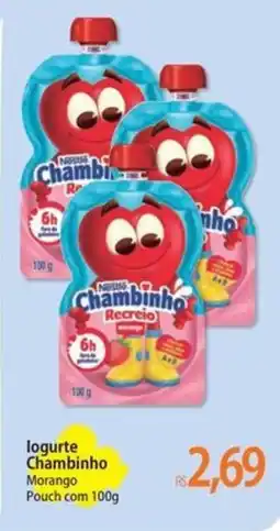 Atacadão Logurte chambinho morango pouch com oferta